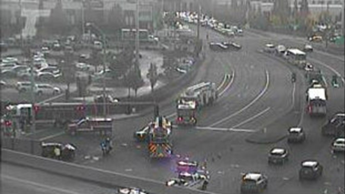 Crash blocks Interstate 5 onramp in Tualatin, Oregon
