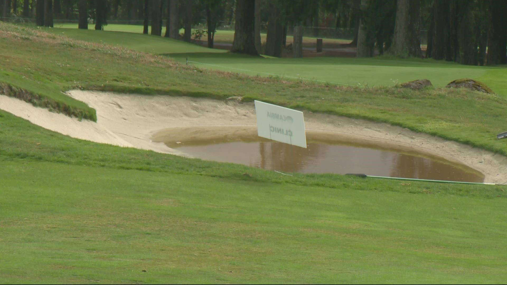 Wind and rain made for dangerous conditions at the Oregon Golf Club.