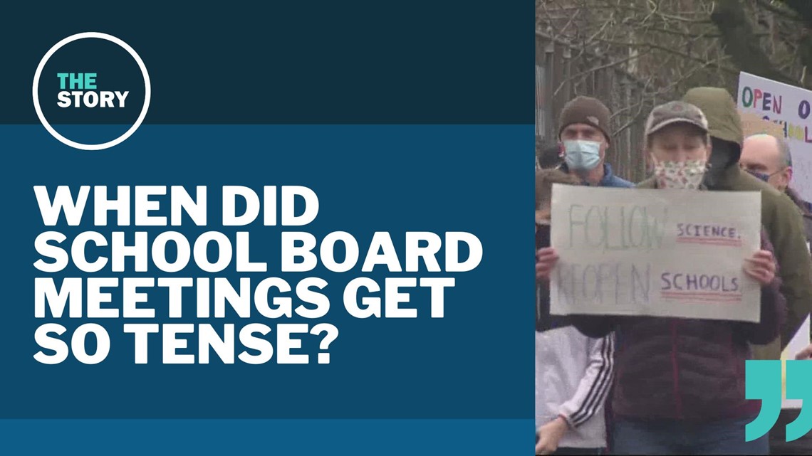 When did tension start ramping up at school board meetings?
