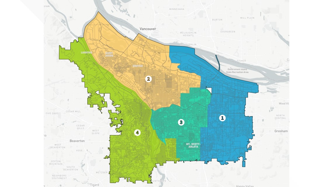 Final map selected for Portland's four electoral districts