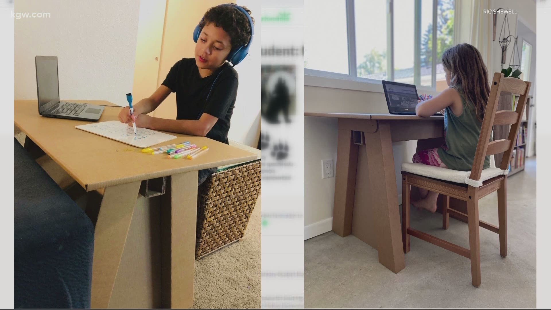 The Parent-Teacher Club of McKay Elementary School created durable cardboard desks to be given to each student for the school year.