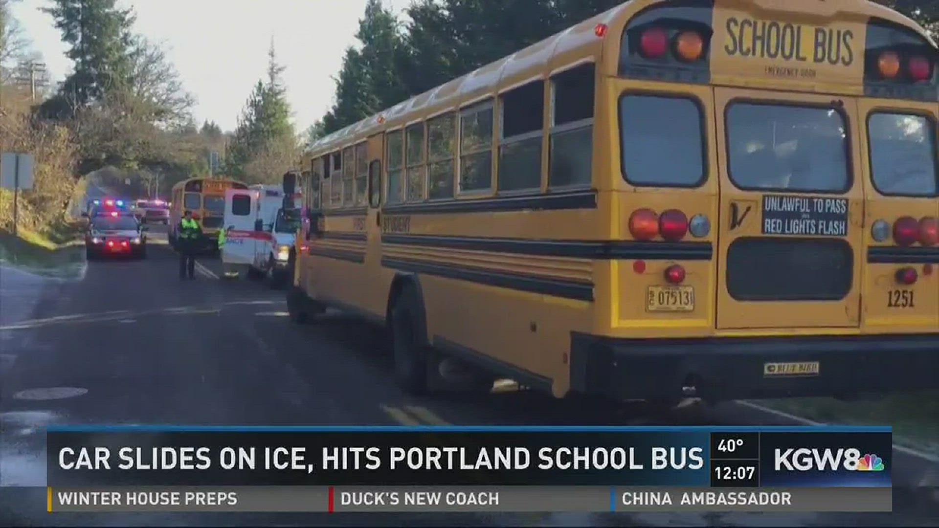 Students evaluated for injuries after car crashes into school bus | kgw.com