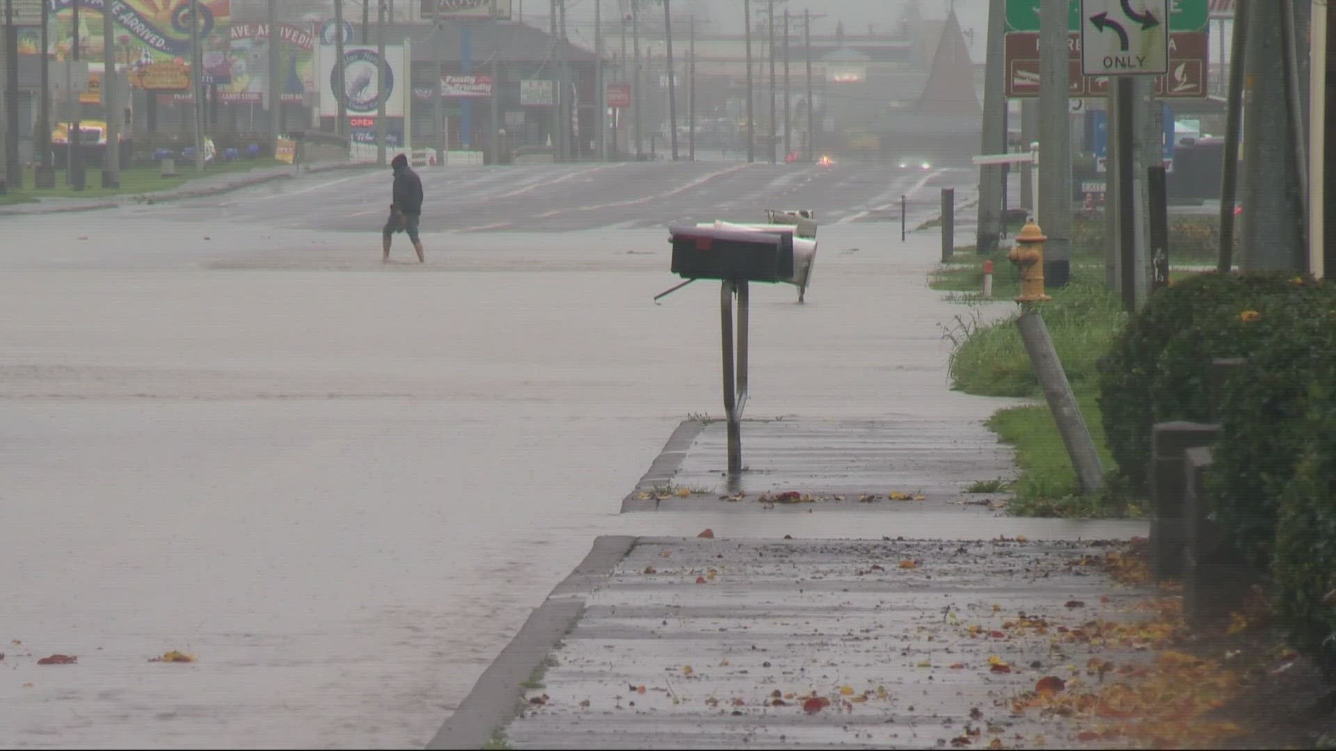 The Wilson River in Tillamook has been flooding all day Tuesday.