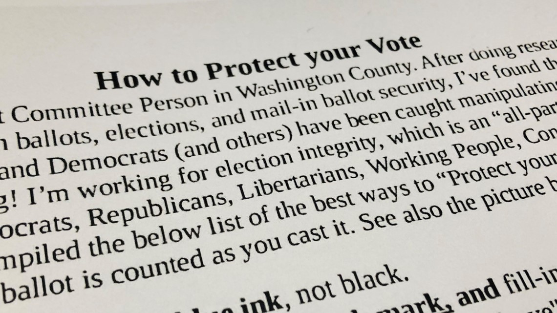 Election misinformation distributed on Washington County flier