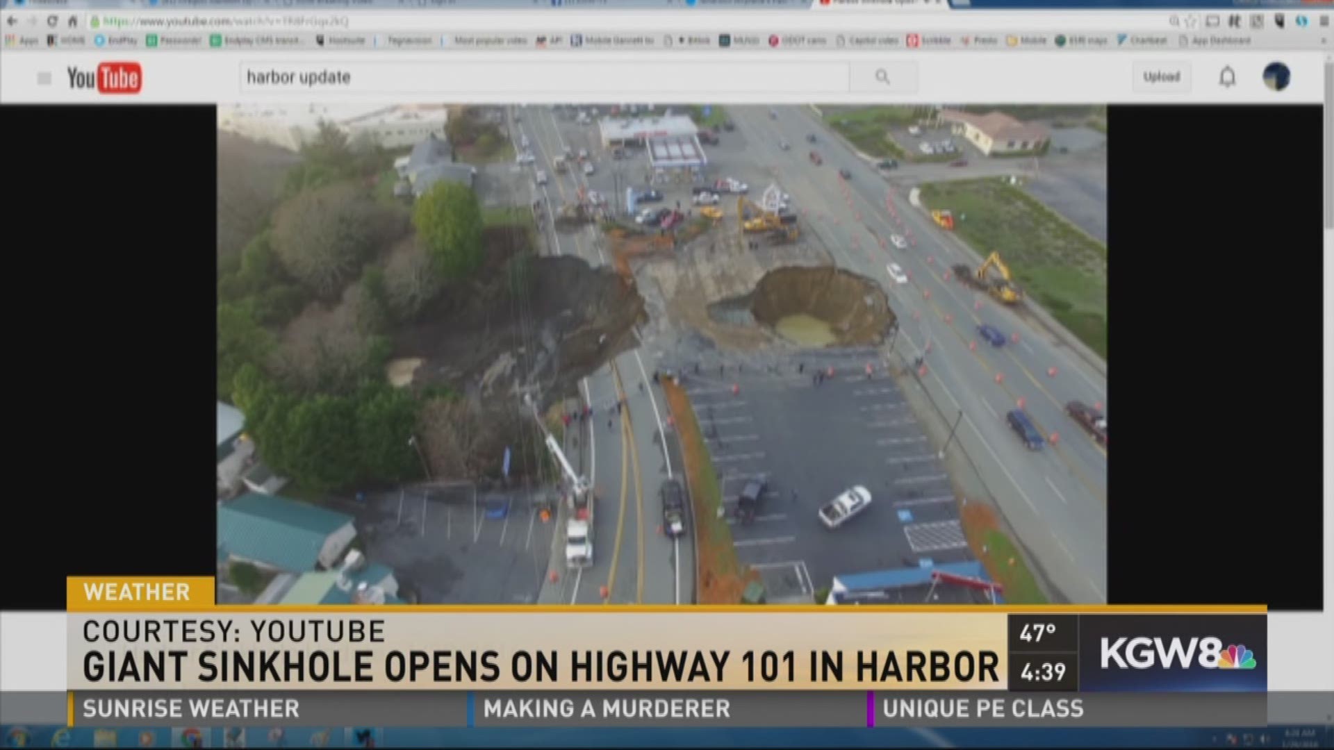 Giant sinkhole opens on Highway 101 in Harbor