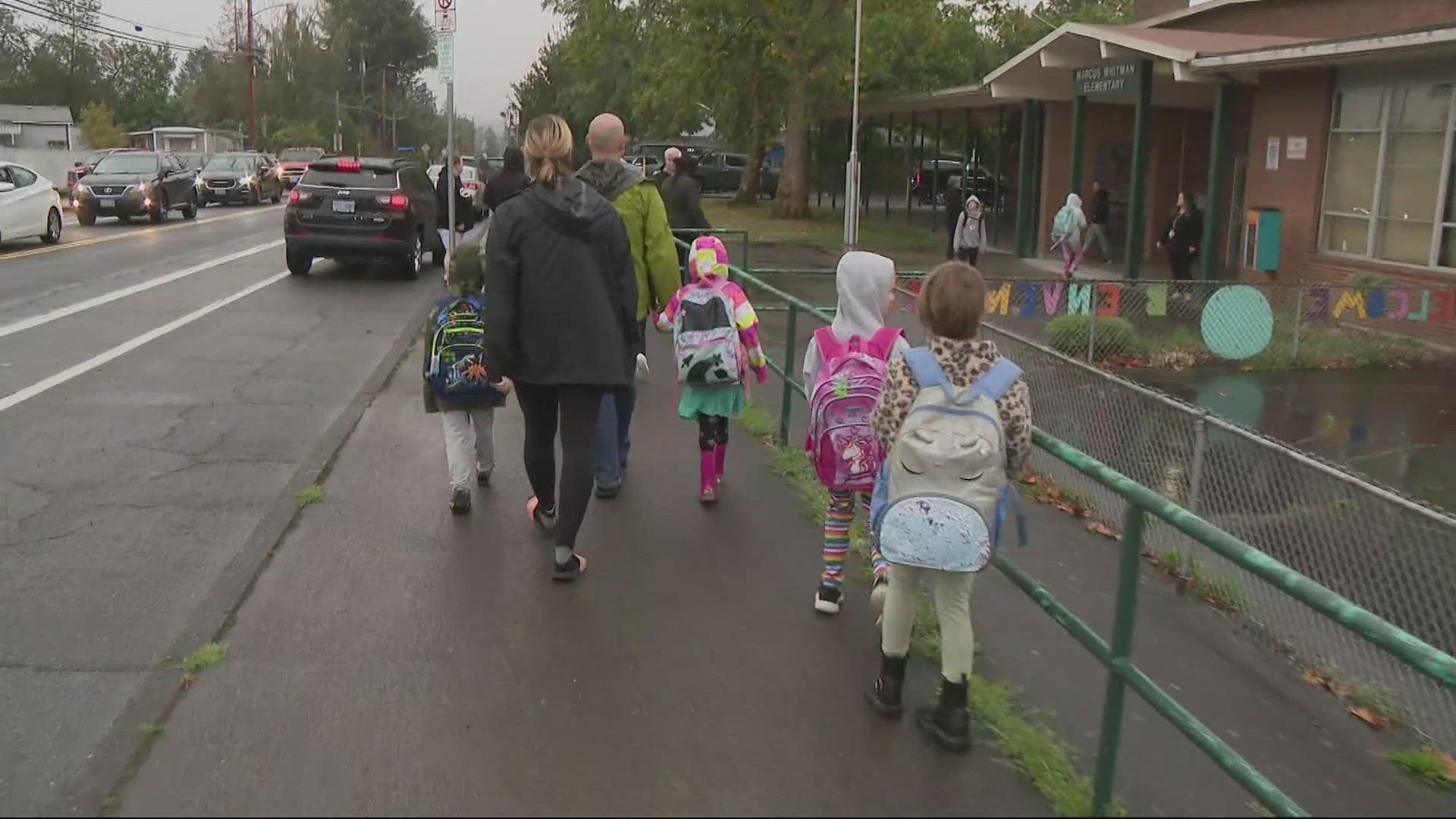 Portland Public Schools and Portland Bureau of Transportation leaders joined students and families for a walk to school to talk about road safety.