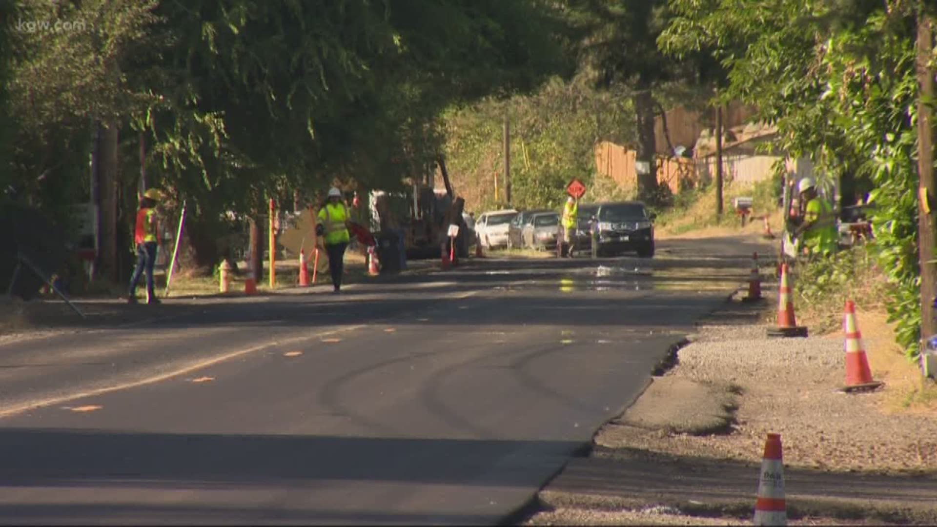 Police say a construction flagger was hit by a driver unhappy with the road stoppage in Camas.