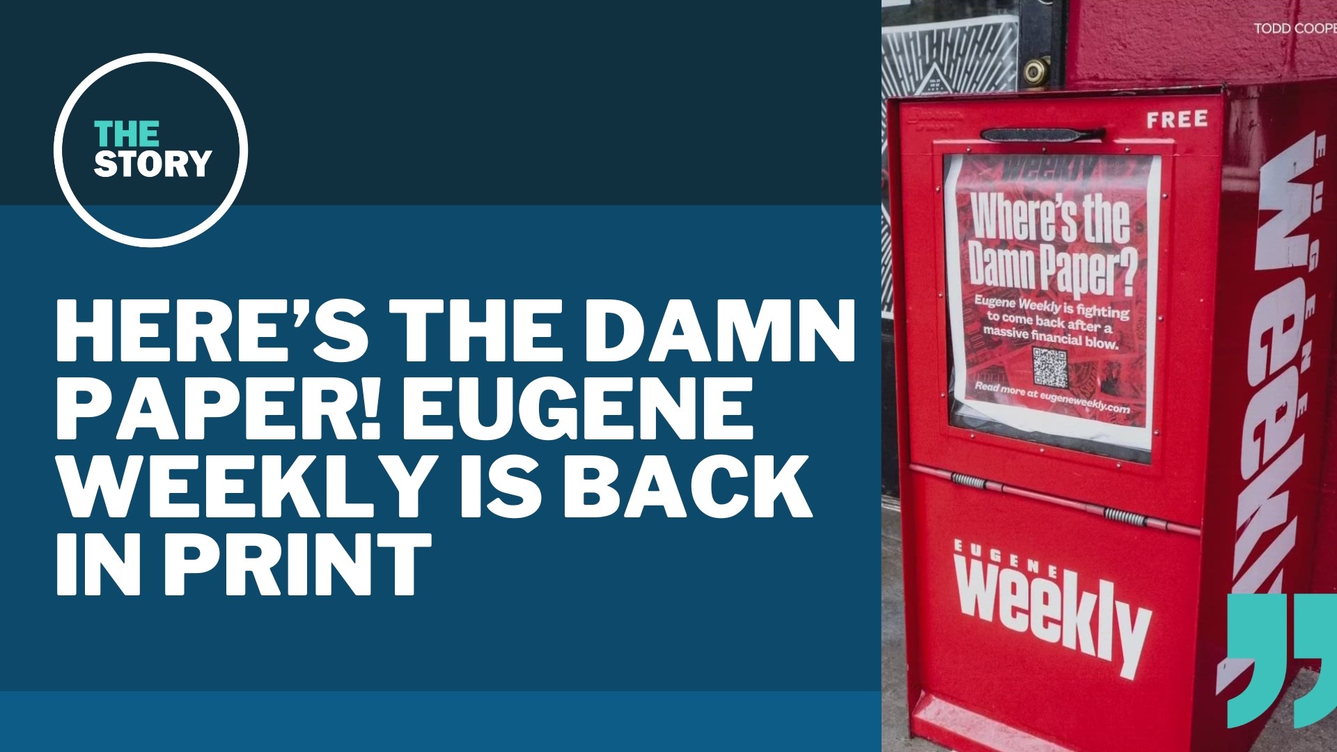 You may recall that the Eugene Weekly had to stop the presses after an employee's embezzlement left them in debt. Now they're starting to make a comeback.