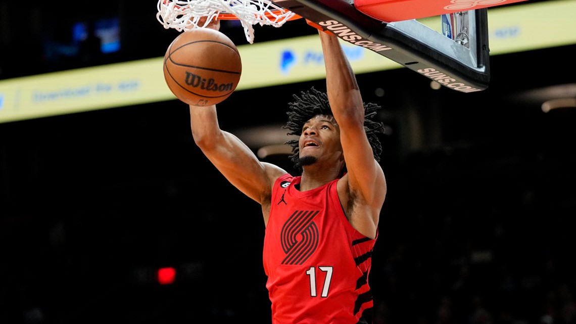 Video: Shaedon Sharpe Destroys the Universe with Dunk against Wizards -  Blazer's Edge