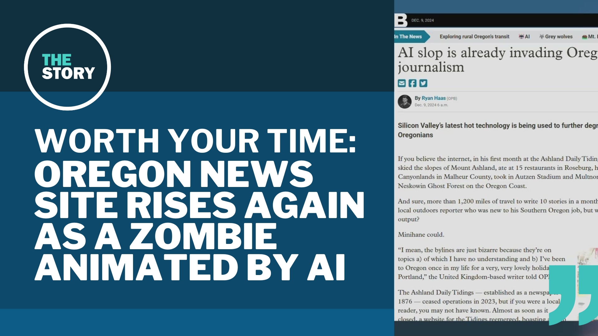 The Ashland Daily Tidings, long ago shuttered, has a renewed presence online. But all of the content and reporters seem regurgitated from elsewhere.