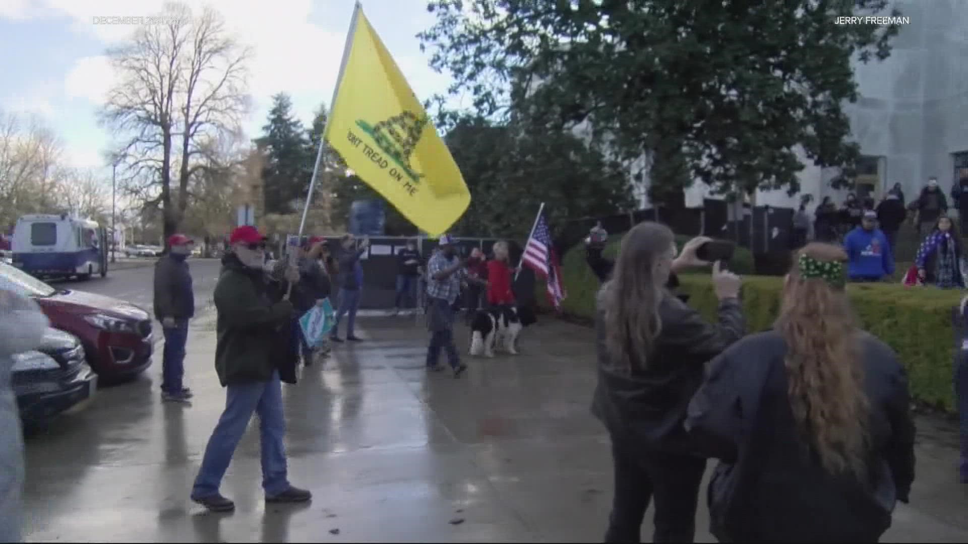 Protesters tried to storm the Oregon Capitol in Salem a couple weeks before the Jan. 6 insurrection. Some politicians feel those people's anger has not subsided.