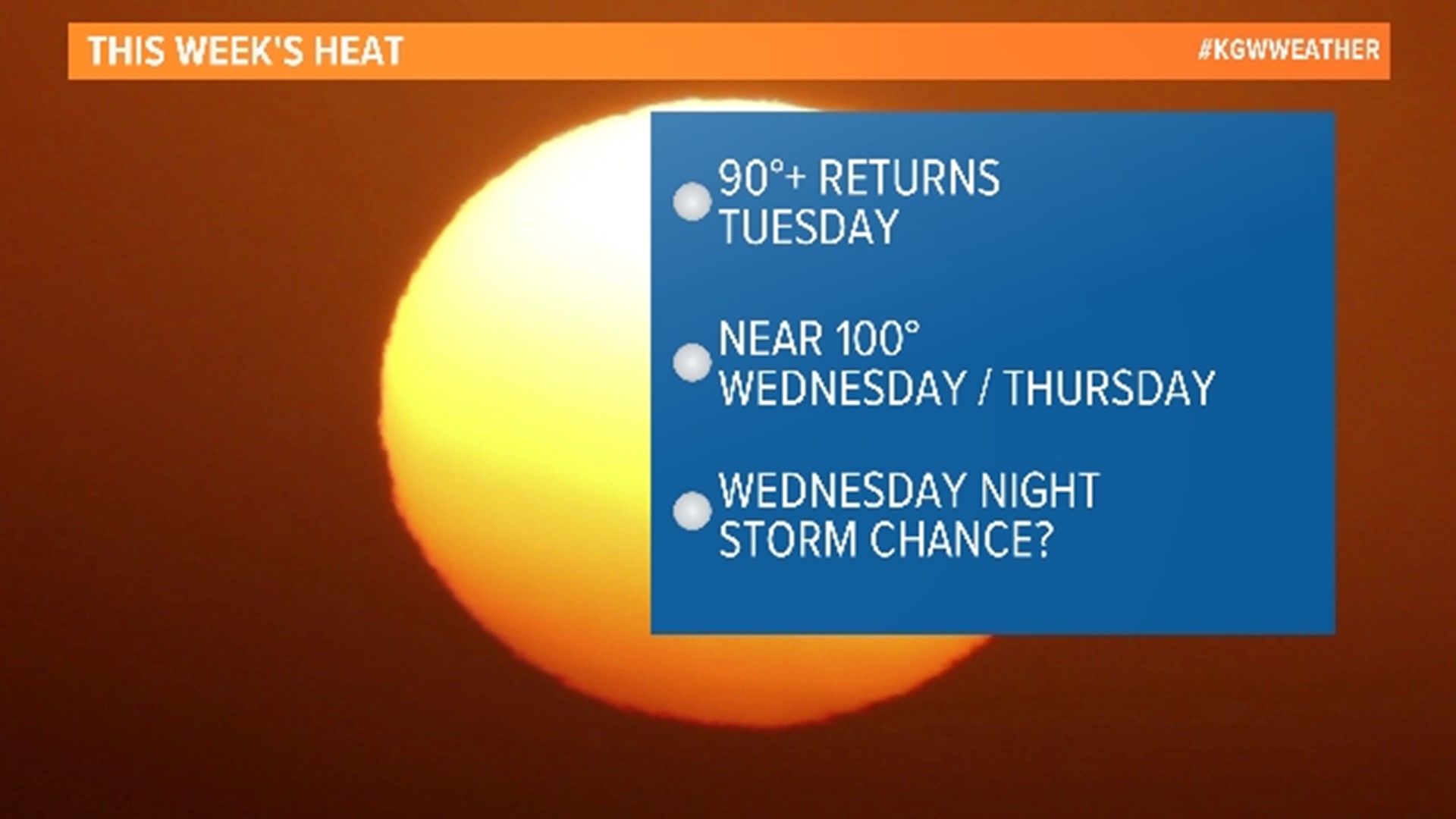The Portland area could see a two to three day stretch of hot weather this week. High temperatures could reach near 100 degrees on Wednesday and possibly Thursday.