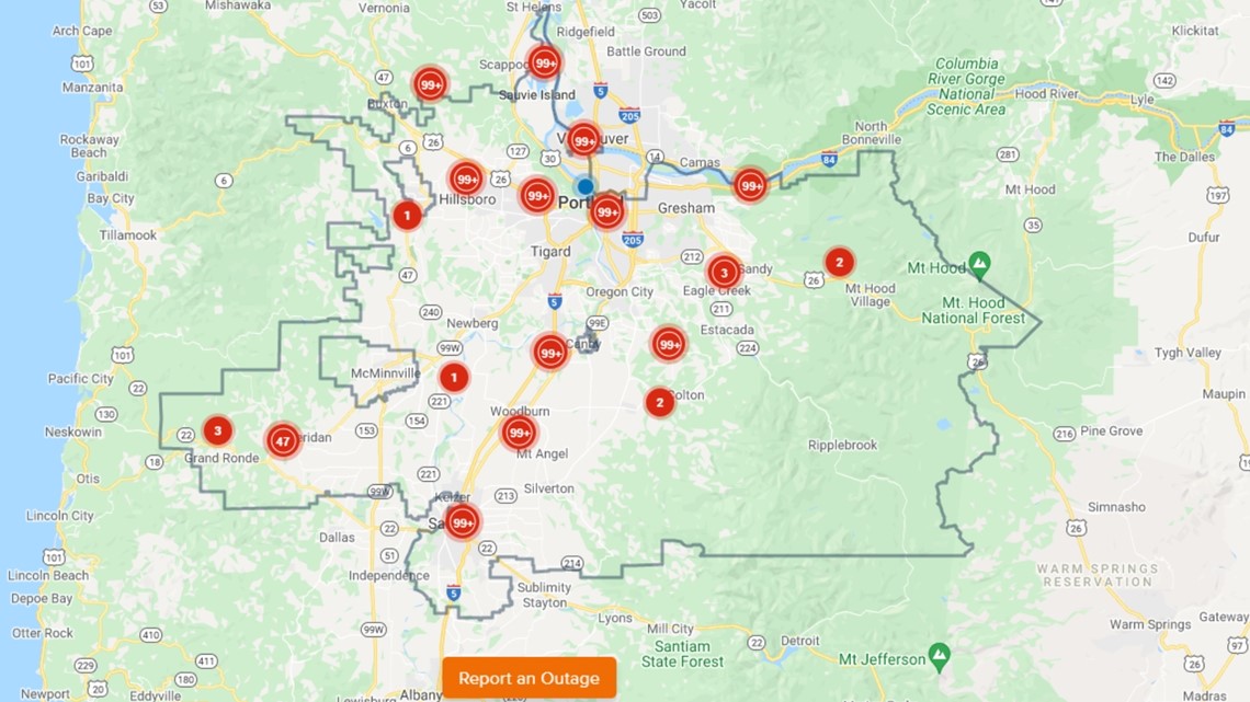 Power out in Portland: PGE, Pacific Power outage map