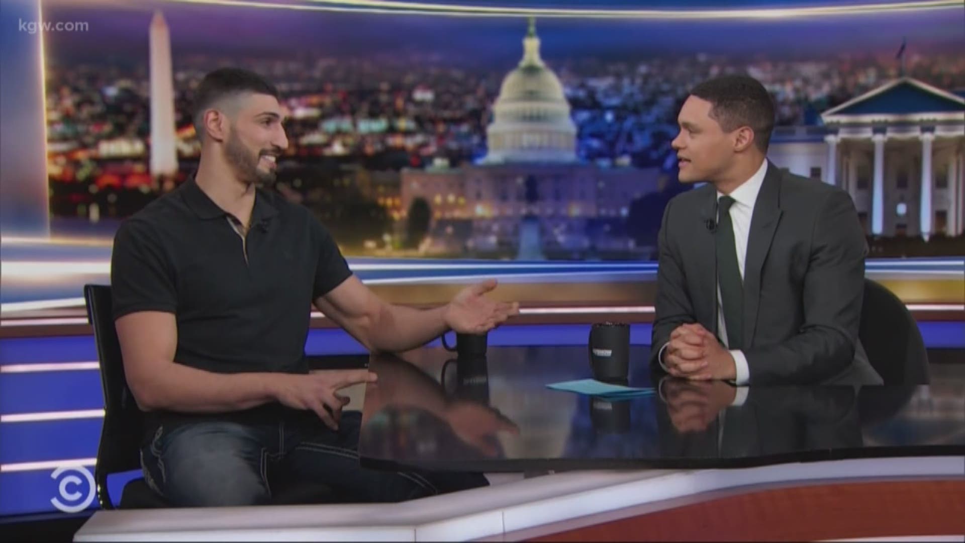 Enes Kanter is a guest on Comedy Central's 'The Daily Show' with Trevor Noah