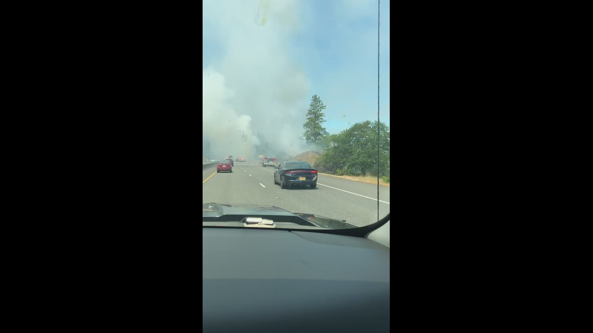 ODOT has closed the westbound lanes of I-84 for four miles due to heavy smoke.