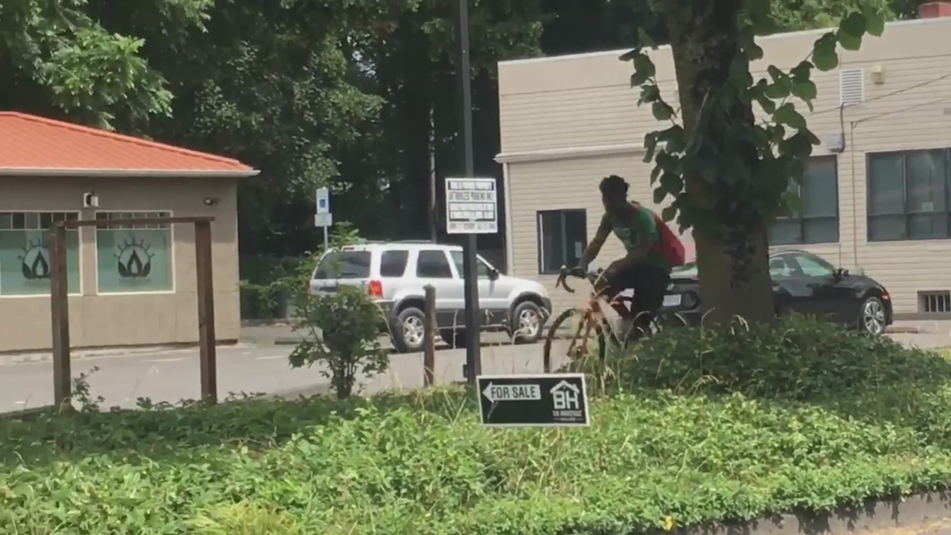 Jay Hamlin, who was attacked and had his bike stolen, received this video and said he recognized the man riding his stolen bike as the suspect who attacked him.