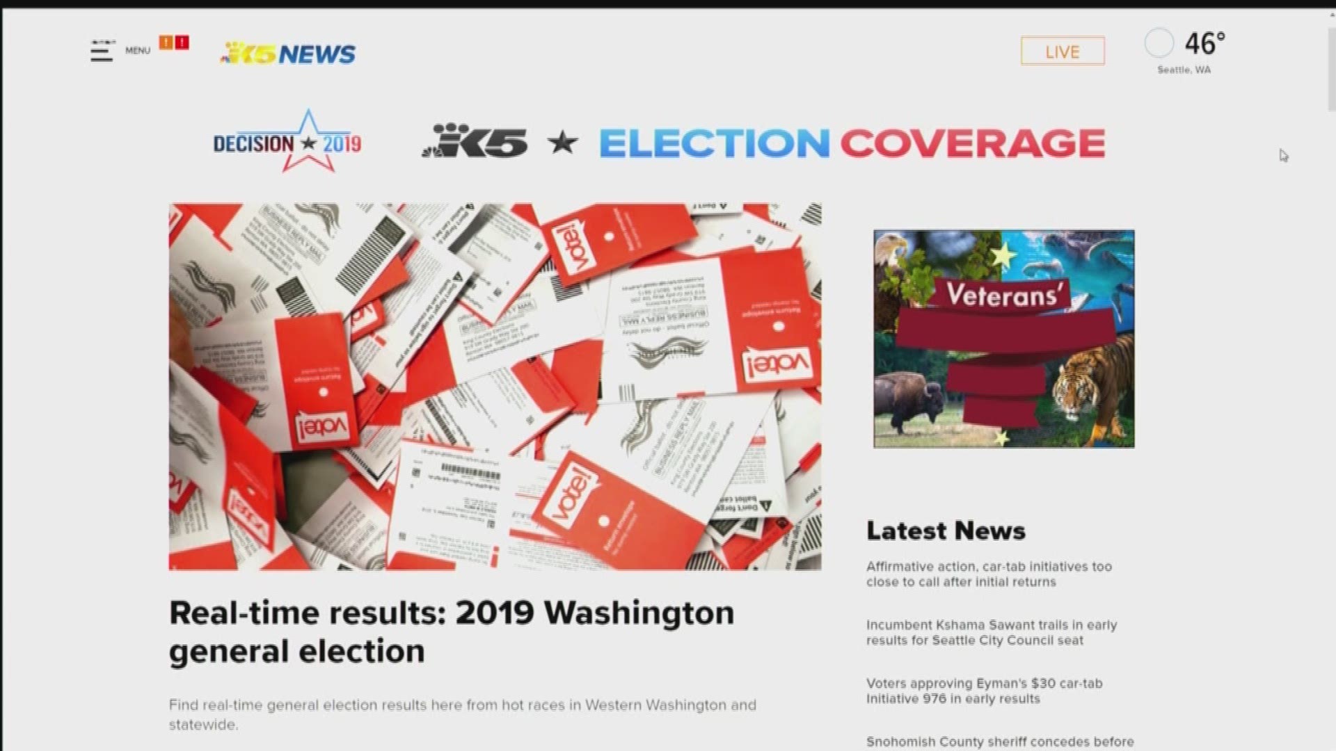 Election results are certified by each county on November 26, 2019. The Secretary of State certifies final results by December 05, 2019.