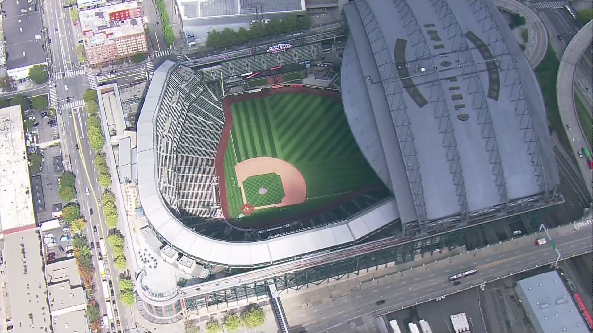 Flying over T-Mobile Park in Seattle on Sept. 26, 2019.