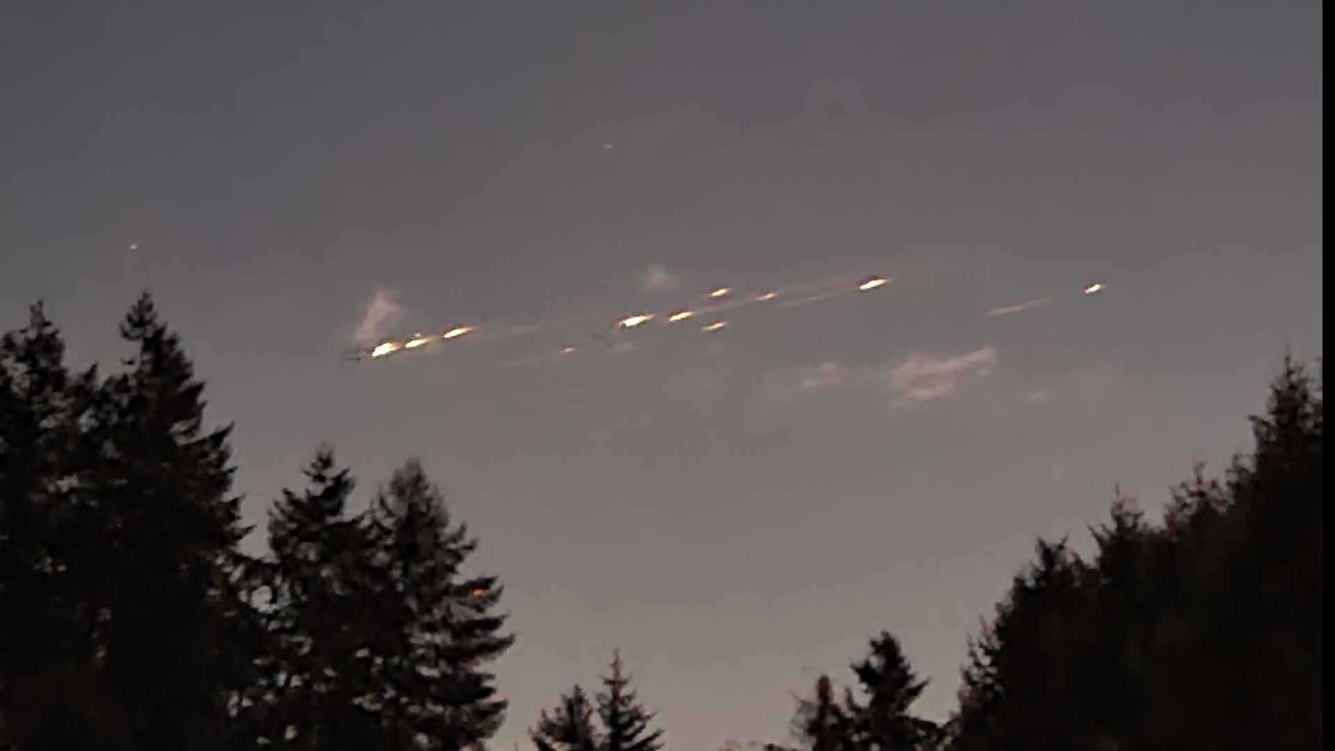 Video shot by KING 5 viewers of the SpaceX rocket debris seen in the night sky on Thursday