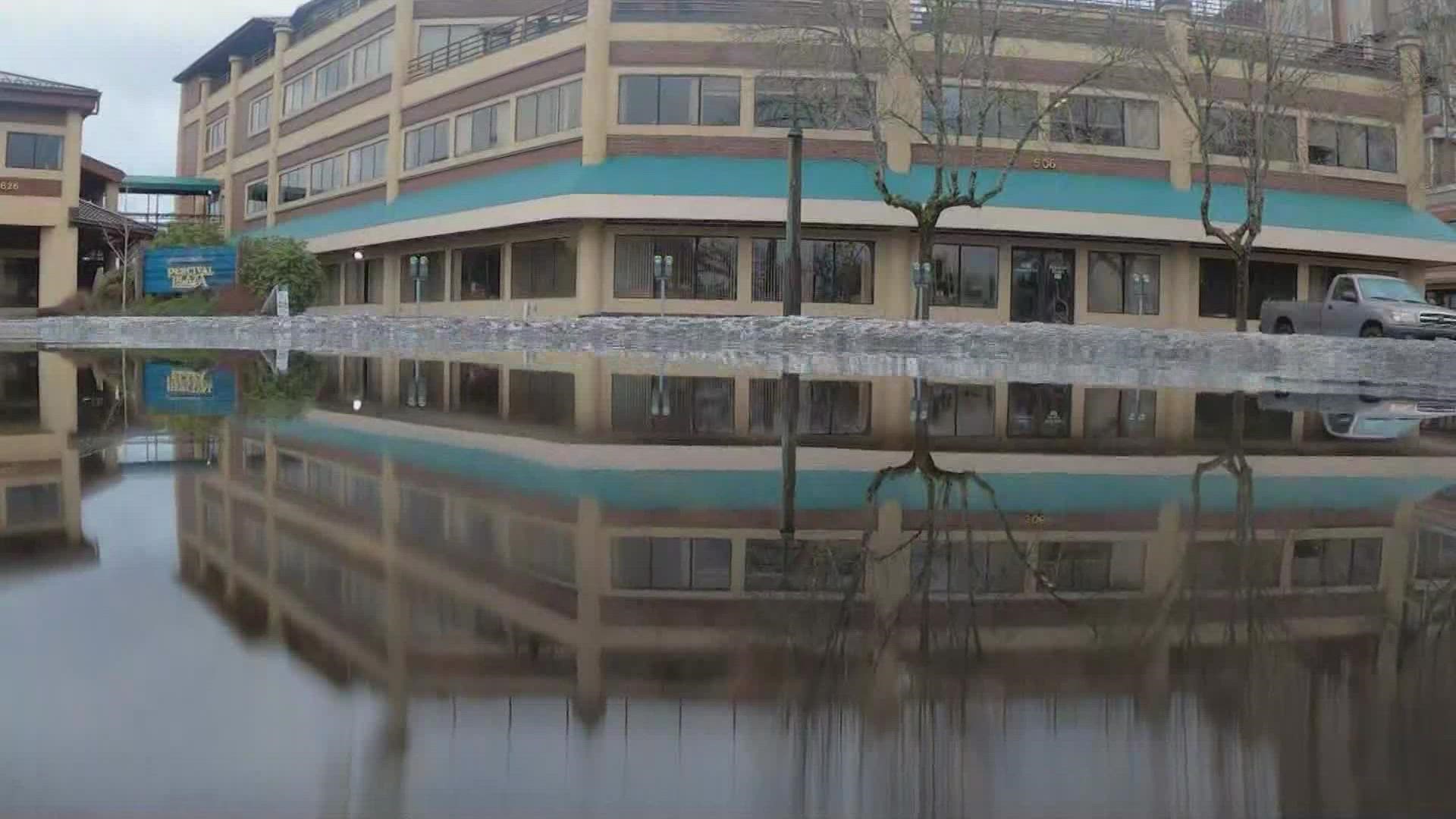 Olympia king tide sets record, floods downtown