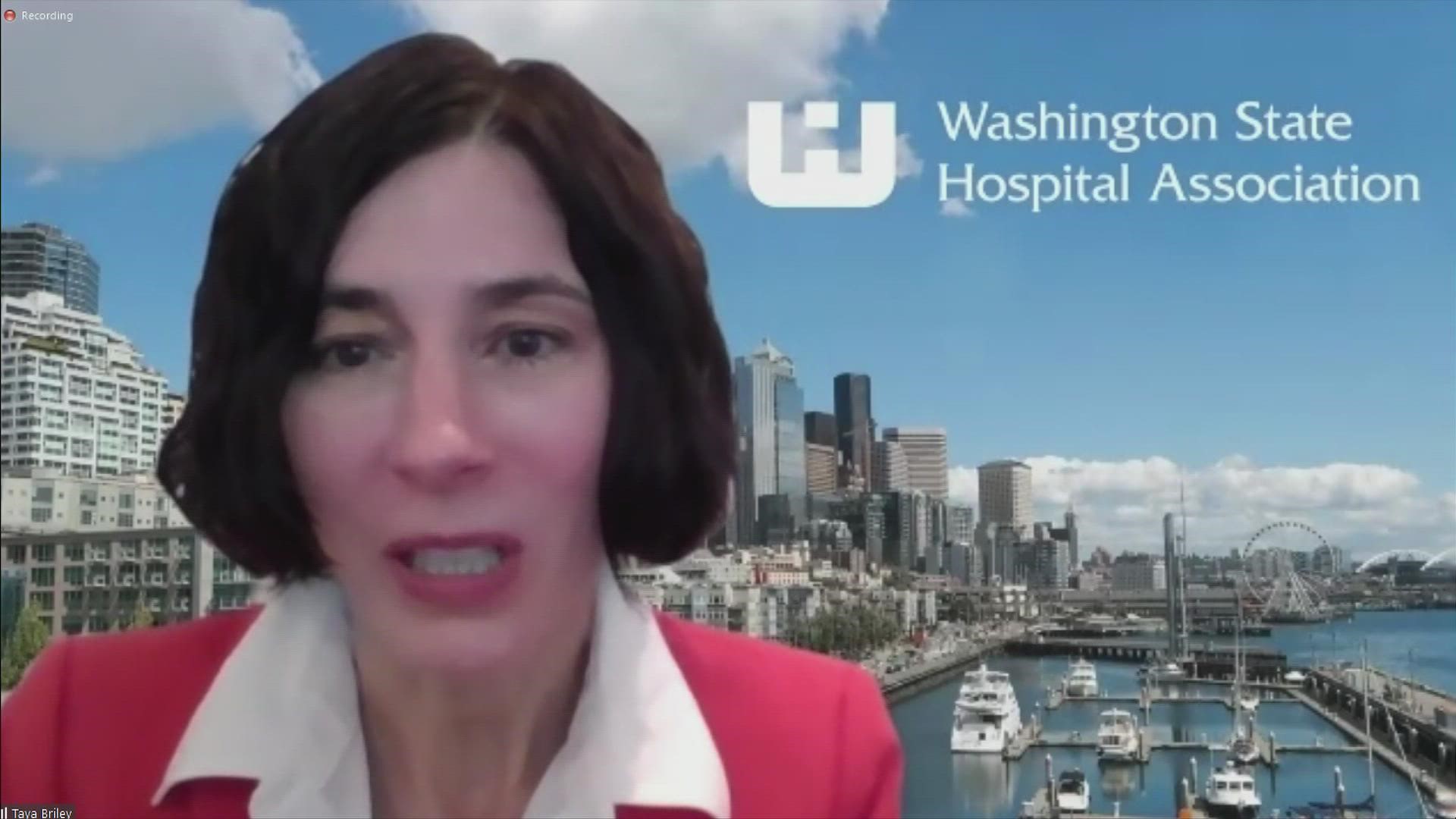 Currently, daily COVID-19 hospitalizations in Washington have leveled out at about the same rate as the December 2020 peak.