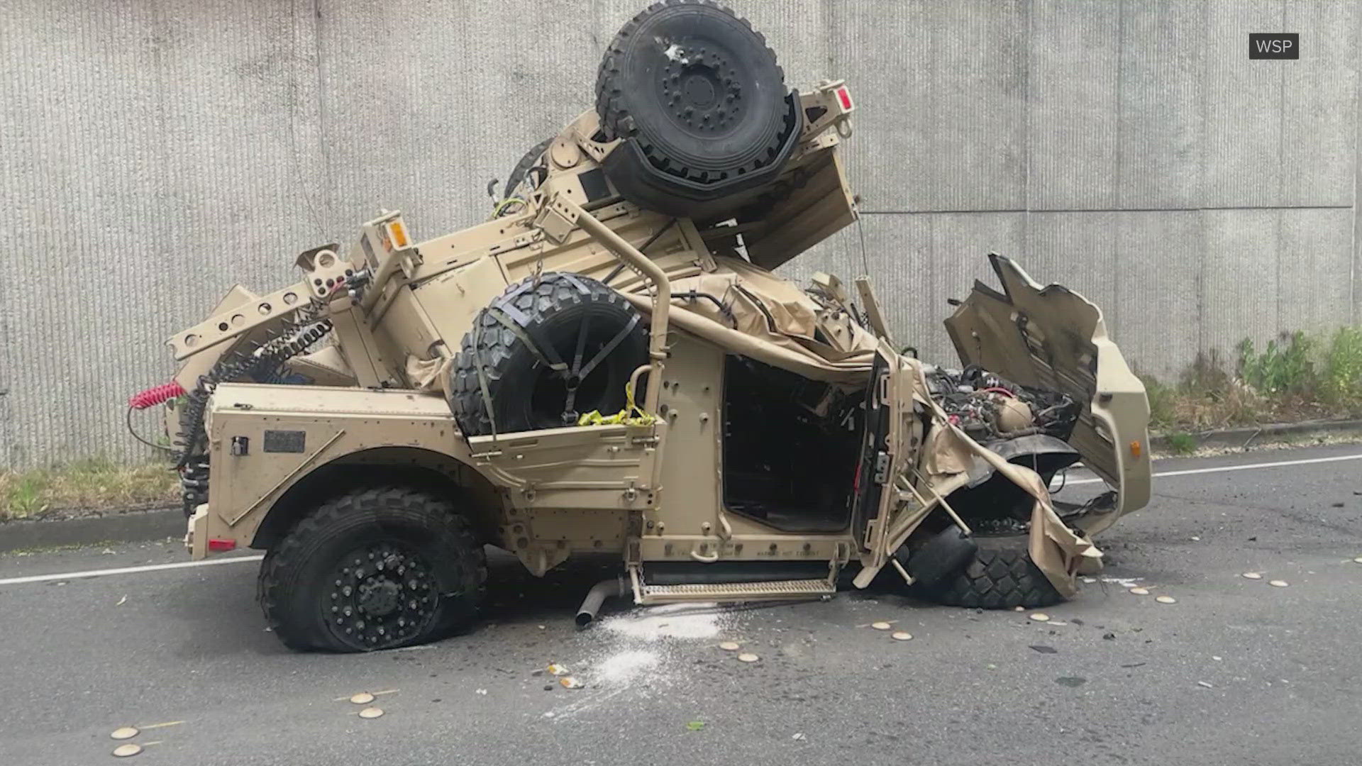 The vehicle was traveling eastbound on I-90 when it veered off the road and over a wall, Washington State Patrol says. 