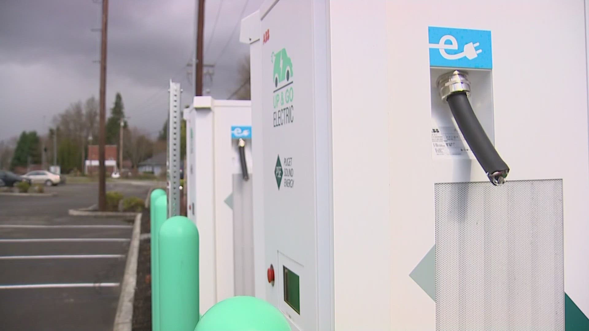 The charging stations were unveiled on March 7 at The Old Cannery Furniture Warehouse in Sumner. Just days later, the cables have been cut.