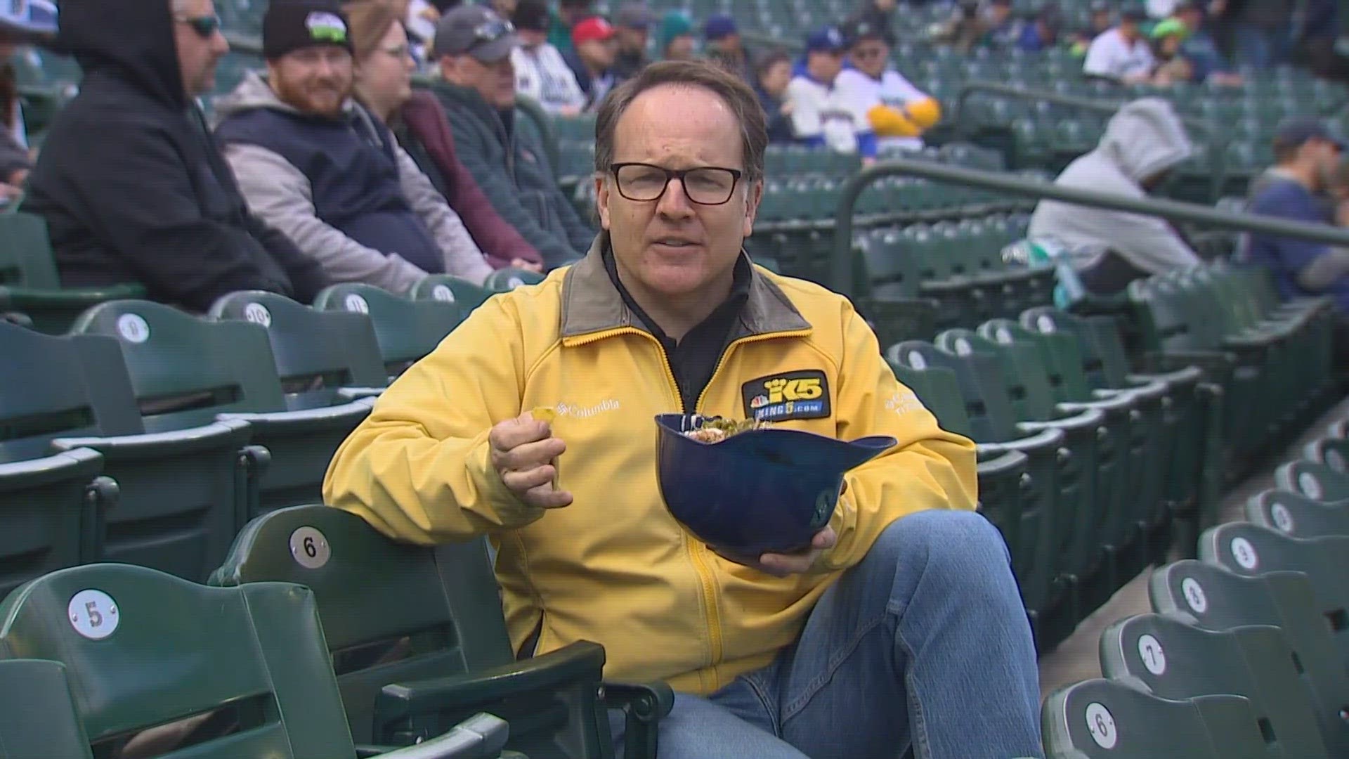 KING 5's Drew Mikkelsen says Mariners fans are hungry. Hungry for a World Series appearance and "hungry for nacho helmet."