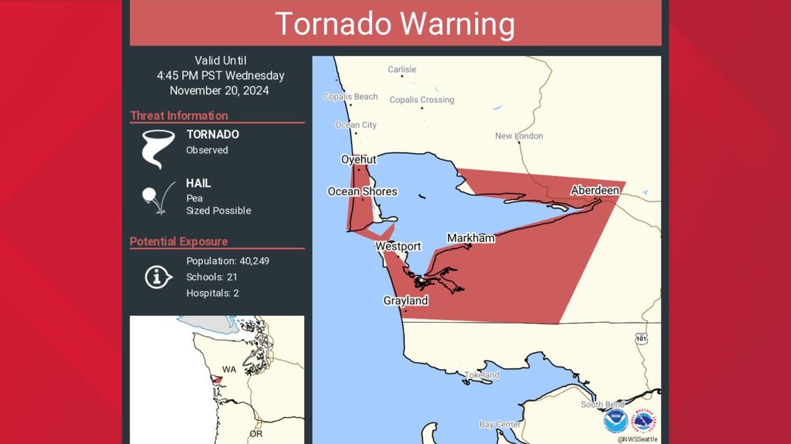 Tornado Warnings Issued in Washington and Pennsylvania