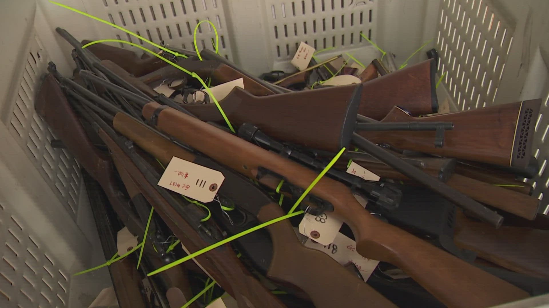 The King County Sheriff's Office held a gun buyback event in Burien on Saturday. The agency collected 287 firearms and paid out $36,525 in gift cards.