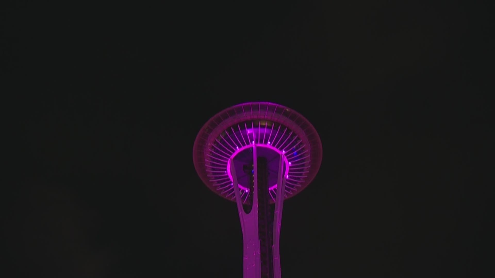 Seattle rang in 2020 with a light show at the Space Needle after high winds forced staff to cancel the fireworks display.
