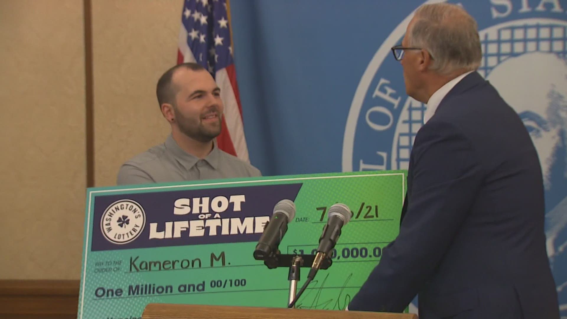 The winner of Washington's "Shot of a Lifetime" COVID-19 vaccine lottery was announced Friday by Gov. Jay Inslee.