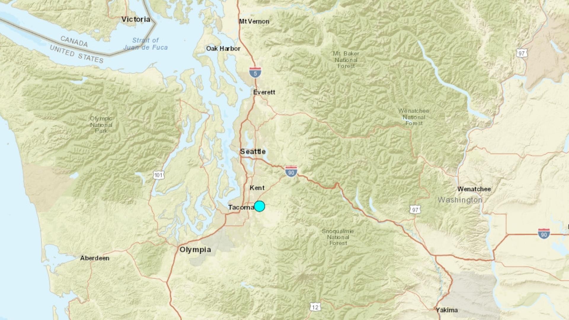 A magnitude 3.4 earthquake struck near Auburn Saturday morning with reports of it being felt in Tacoma and Seattle.
