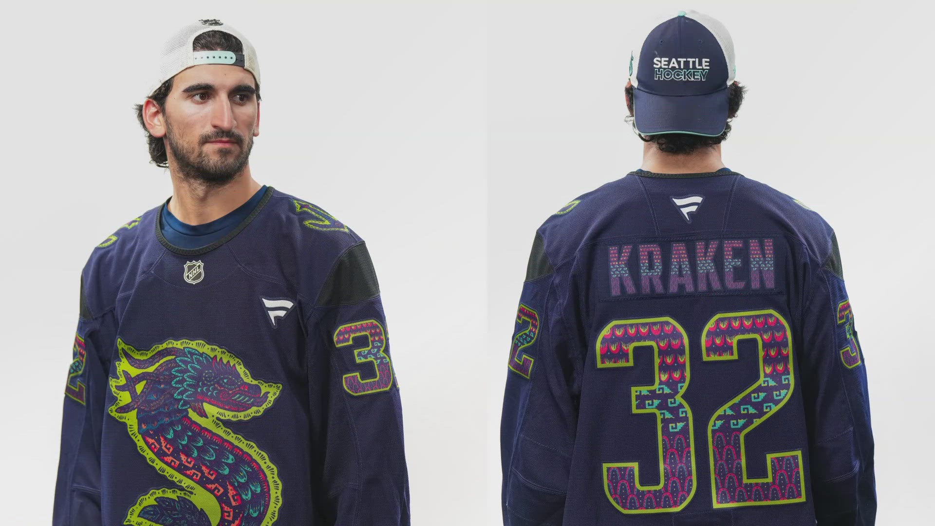 Seattle artist Victor Melendez designed this year's unique design for the Kraken's Hispanic Heritage Night sweaters