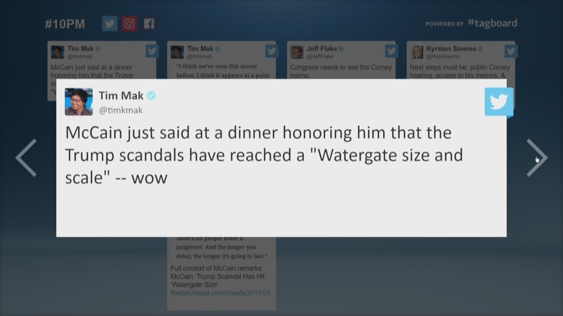 Sen. John McCain called the Comey scandal "Watergate size and scale."