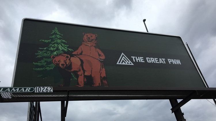 Billboard featuring 2 bears mating turns heads downtown
