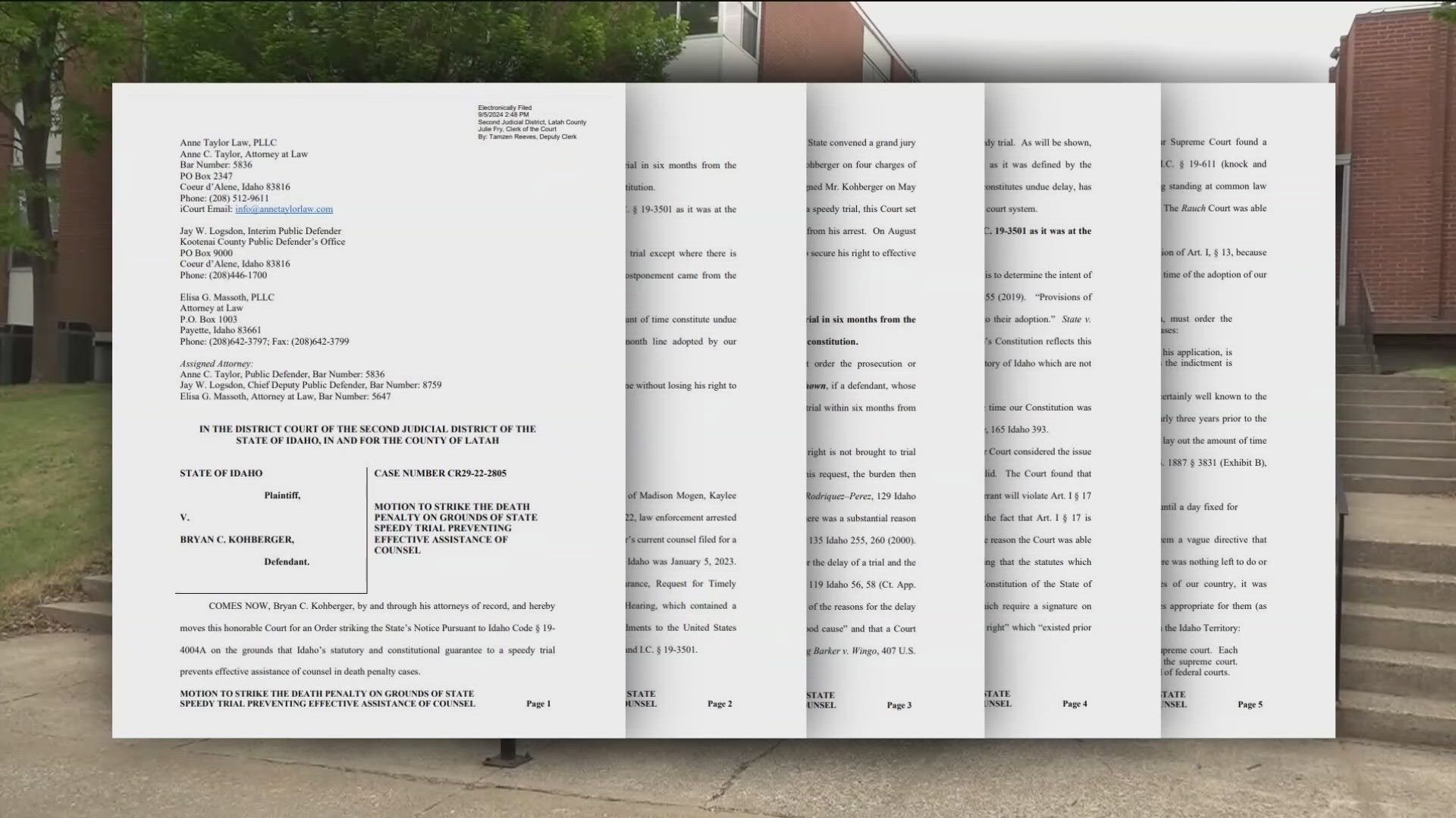 Kohberger's defense team argued that Idaho's right to a speedy trial prevents them from providing effective legal counsel in death penalty cases.
