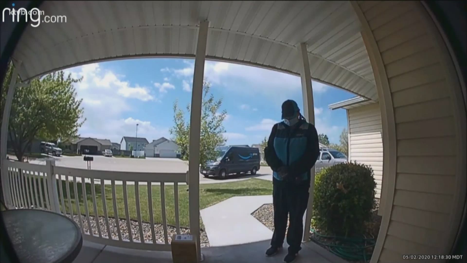 As Monica Salinas was delivering food for an at-risk baby in Nampa, she stopped to say a prayer. That prayer was captured on the family's RING doorbell camera.