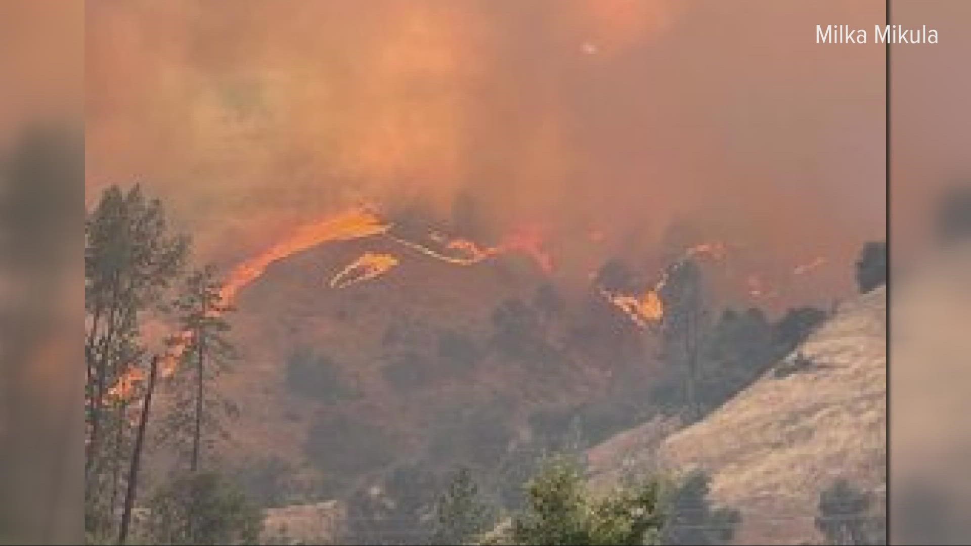 The Electra Fire broke out Monday afternoon and tripled in size overnight to more than 4.7 square miles acres by Tuesday morning.