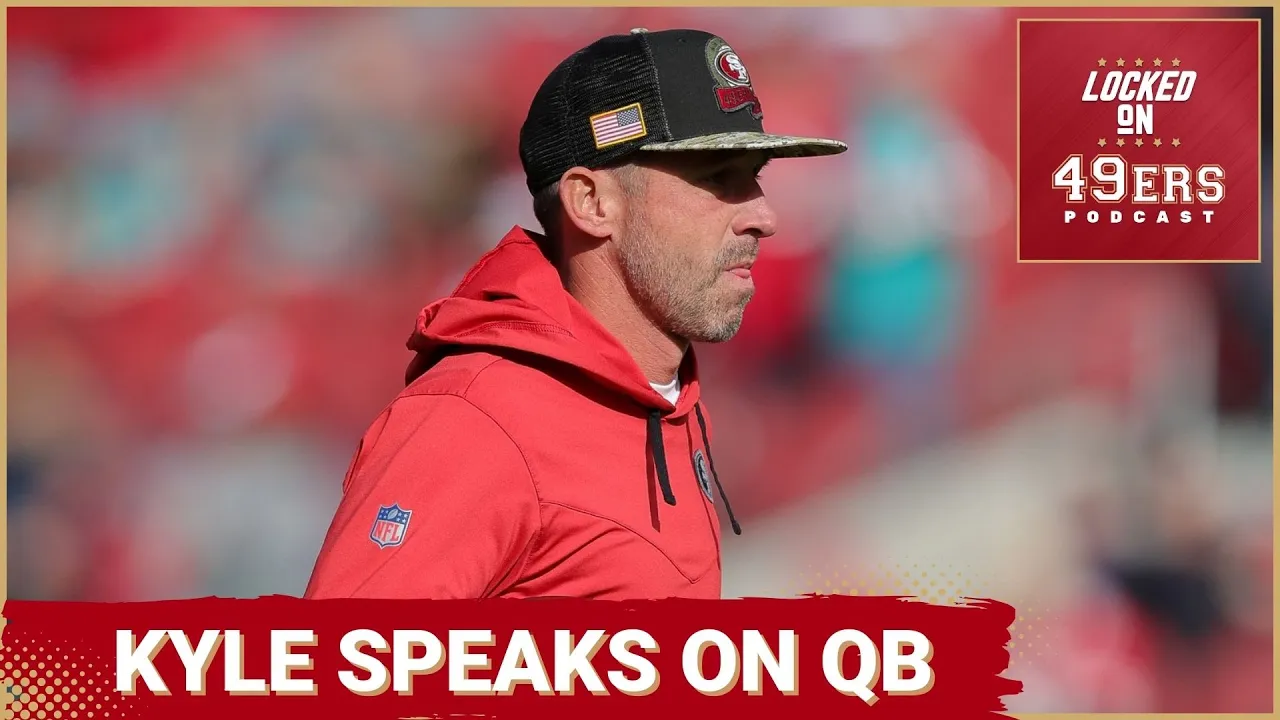 San Francisco 49ers head coach Kyle Shanahan speaks at news