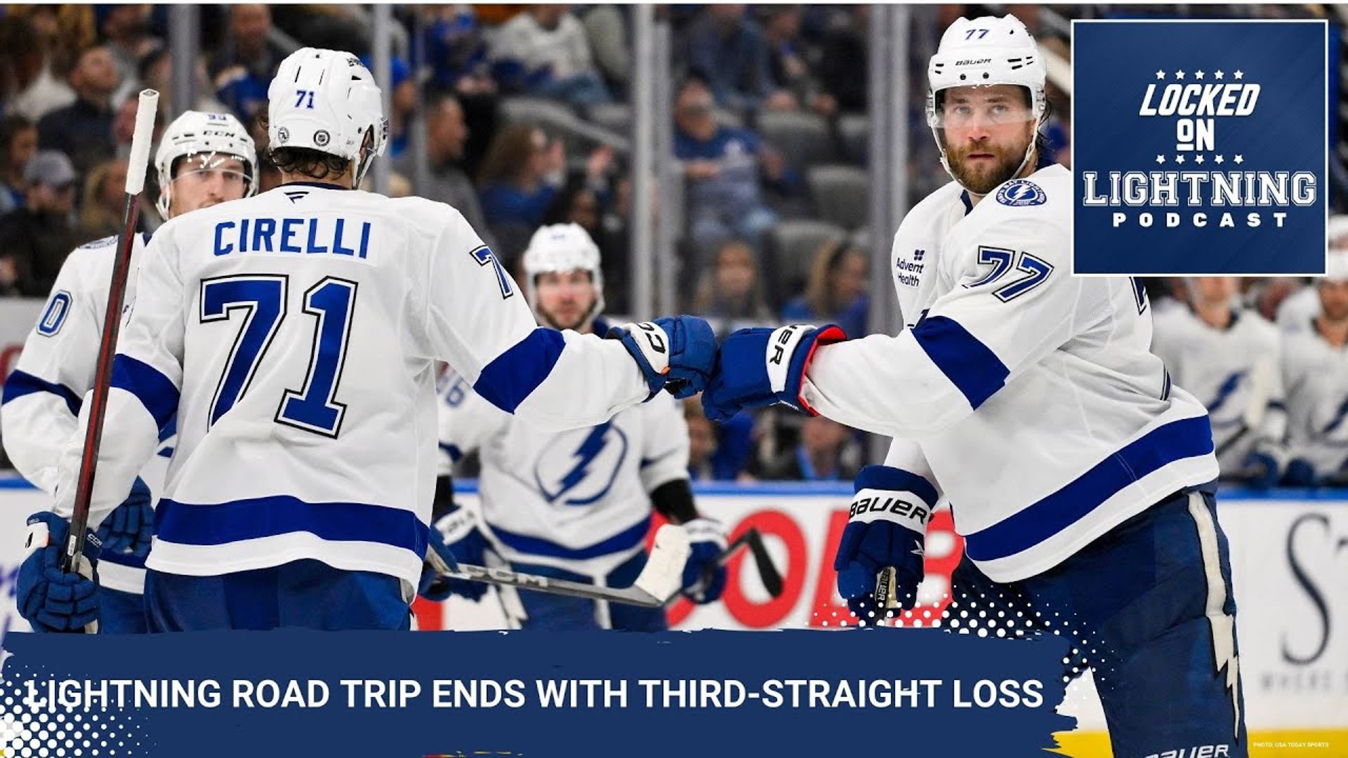 Despite scoring first for the third-straight game, the Bolts fell to the Blues, ending their road trip on a third consecutive defeat.