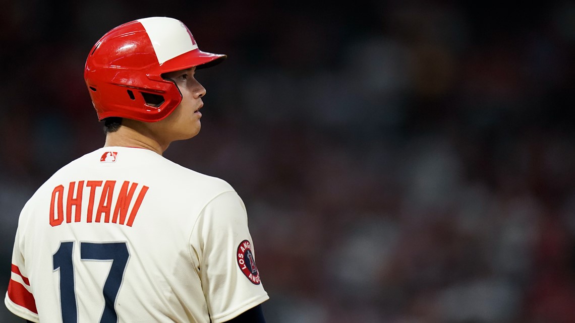 Los Angeles Angels' Shohei Ohtani watches his home run during the fourth  inning of a baseball game against the Chicago Cubs Tuesday, June 6, 2023,  in Anaheim, Calif. (AP Photo/Jae C. Hong