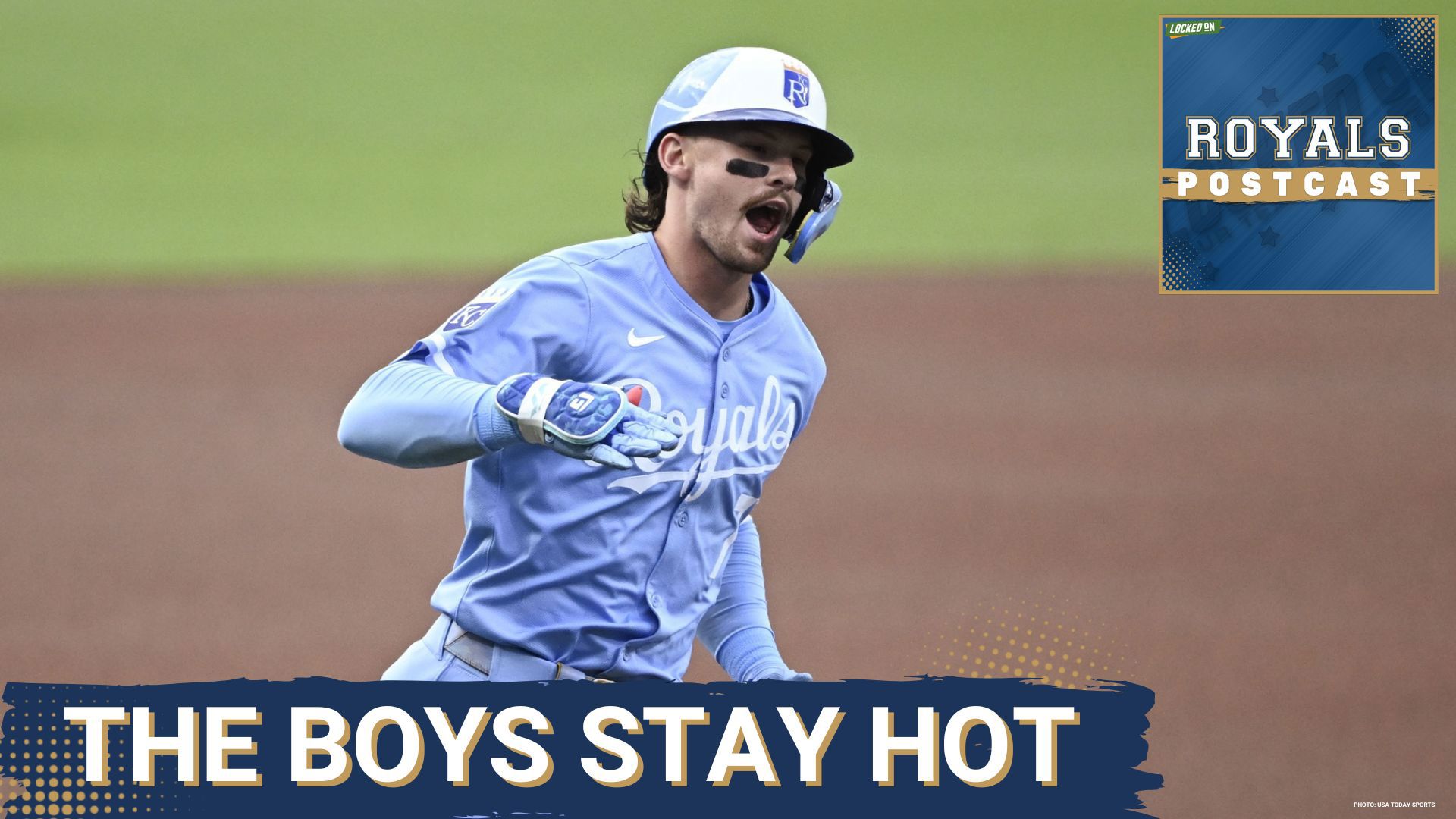 Chance Liebau reacts to the first game between the Kansas City Royals and San Diego Padres.