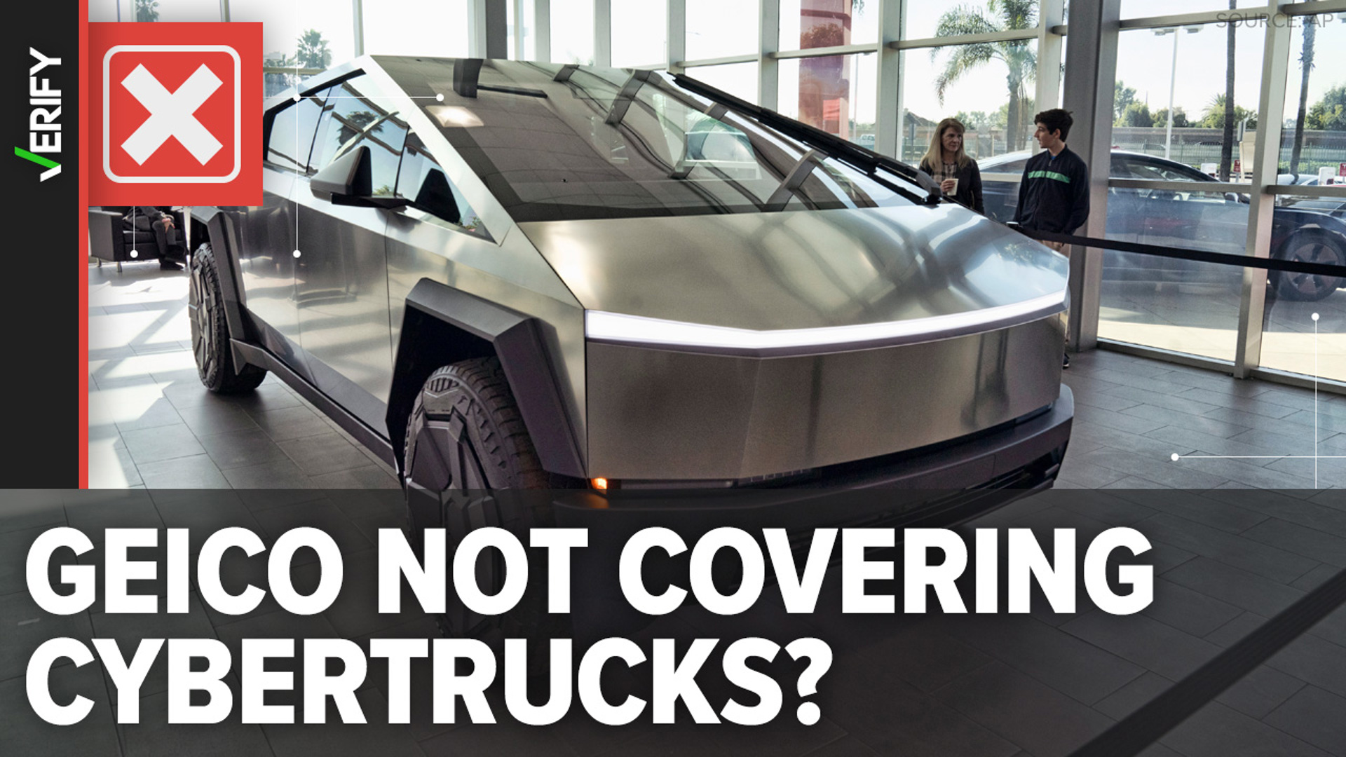 Viral posts falsely claim Geico is terminating insurance coverage of Tesla Cybertrucks because the vehicle doesn’t meet the company’s underwriting guidelines.