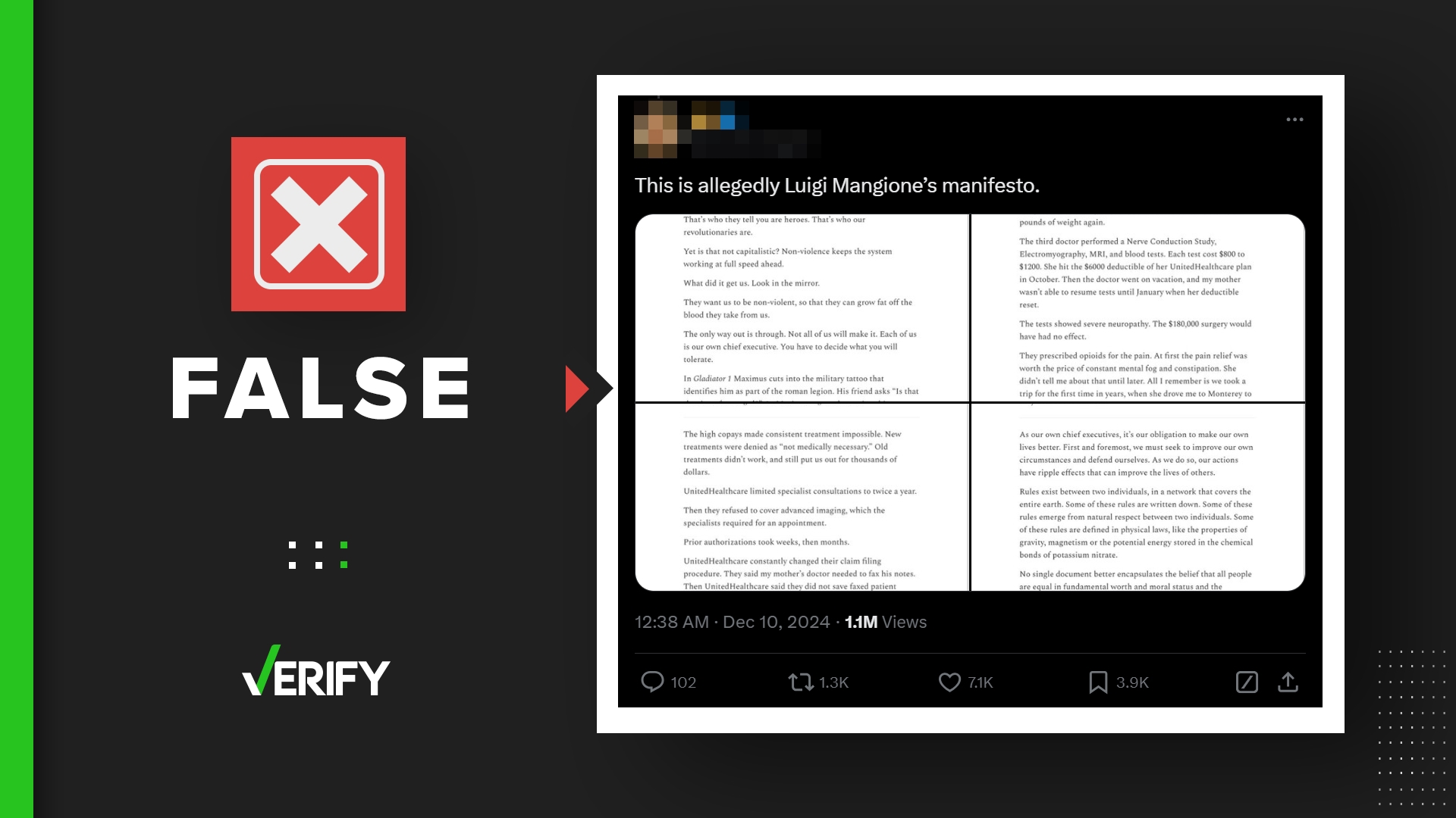 A viral online manifesto claiming to be penned by Luigi Mangione is