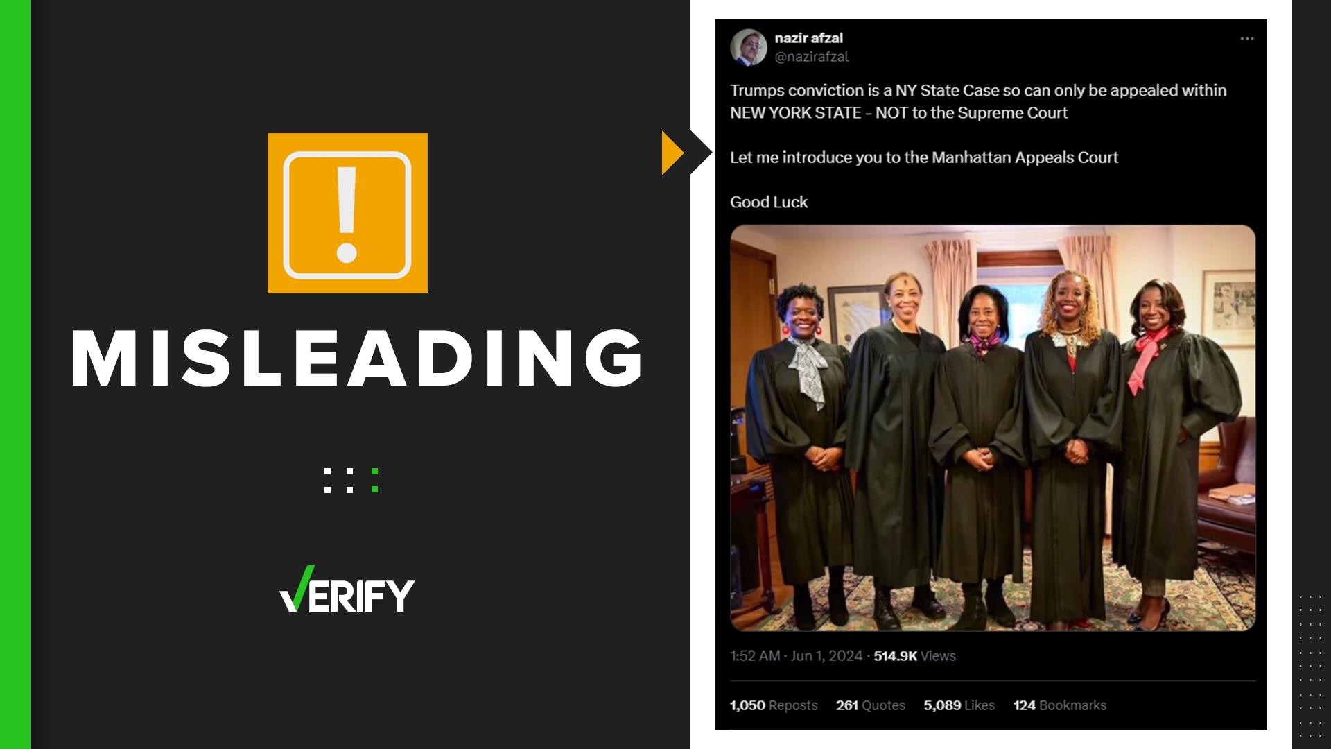 Fact-checking claims about New York appeals judges in Trump case | kgw.com