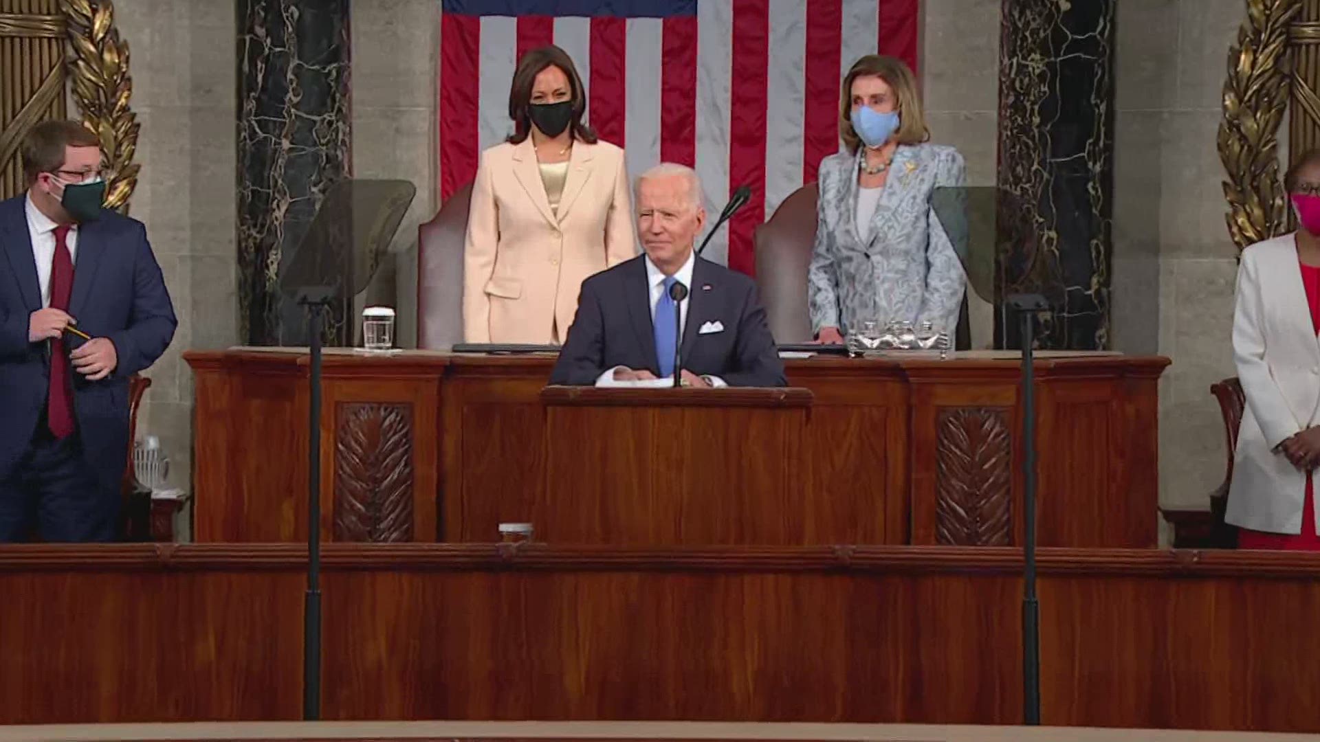 For the first time in history, two women stood behind the president during an address to Congress.