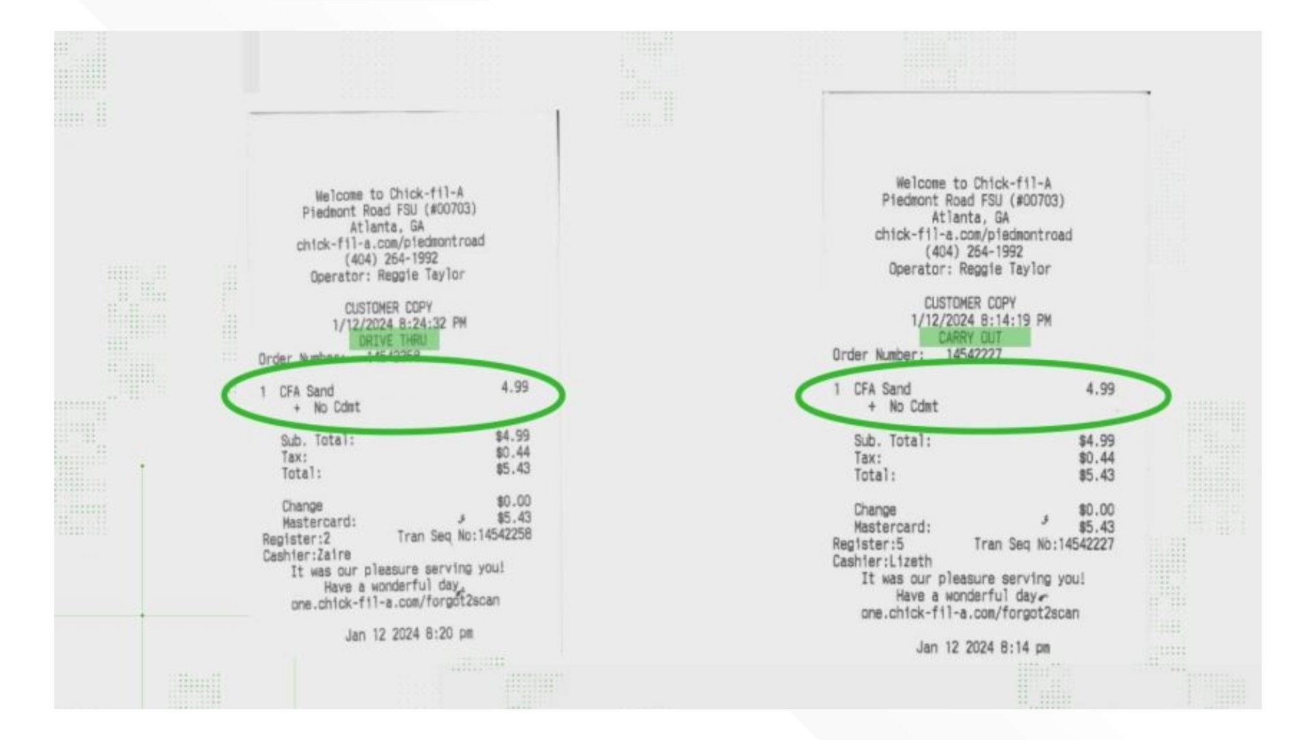 Does Chick fil A charge more in drive thru for food?